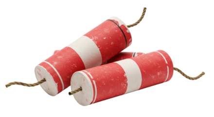 Isolated Cartoon Dynamite Sticks Explosive Red White