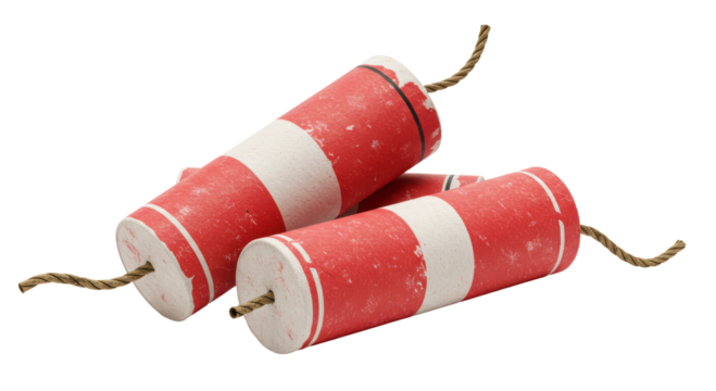 Isolated Cartoon Dynamite Sticks Explosive Red White