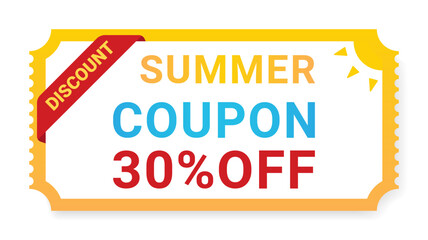 Summer discount sale coupon or gift voucher on white background