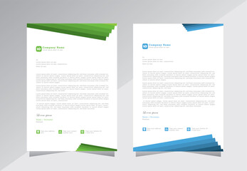 creative Letterhead design for business, company letterhead template, A4 letter head design, blue and green color letterhead. vector eps 10	