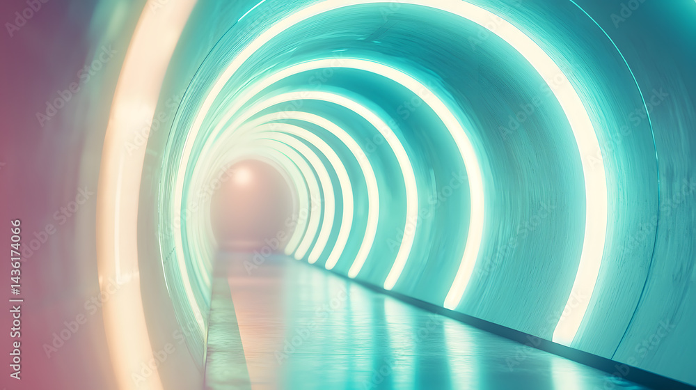 Poster futuristic augmented reality tunnel wallpaper digital space virtual visualization immersive environm