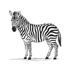 Obraz premium Zebra illustration standing profile view with black and white stripes pattern design