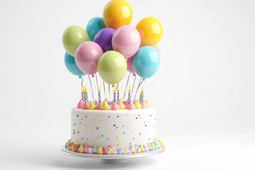 Colorful birthday party celebration with cake, balloons, and festive decorations creating a joyful atmosphere for a fun event.
