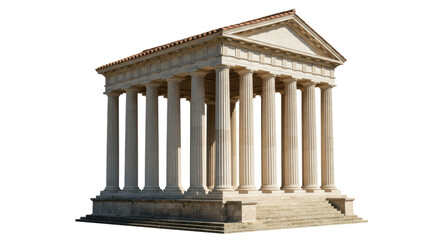 Obraz premium Isolated Ancient Greek Temple Architecture with Columns and Pediment