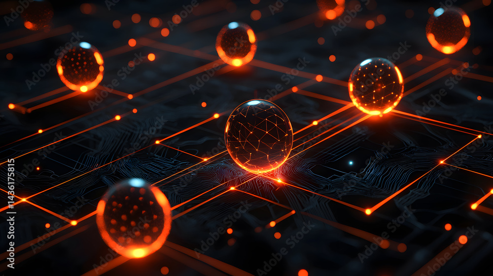 Poster augmented reality without devices visualizing digital wallpaper concepts in a futuristic environment