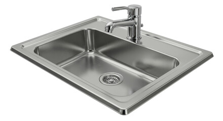 Isolated Stainless Steel Kitchen Sink with Faucet and Drain