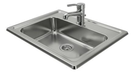 Isolated Stainless Steel Kitchen Sink with Faucet and Drain