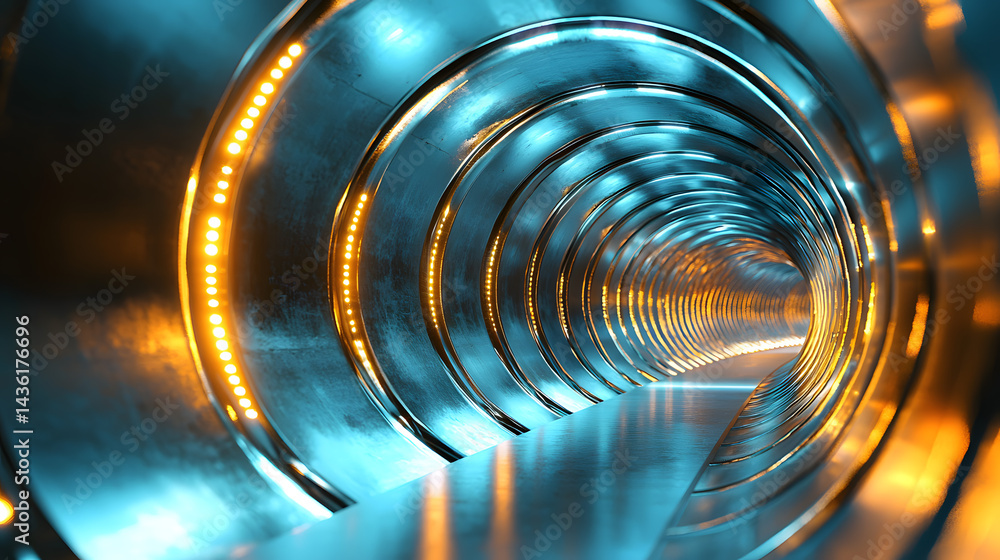 Poster futuristic tunnel wallpaper digital environment abstract visualization tech concept encrypted blockc