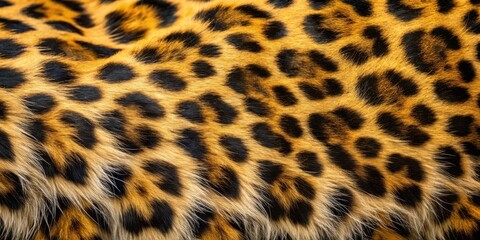 Close-up view of a textured feline coat with a unique pattern of dark spots on a light, golden background