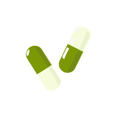 green pills and capsule isolated on white vector icon