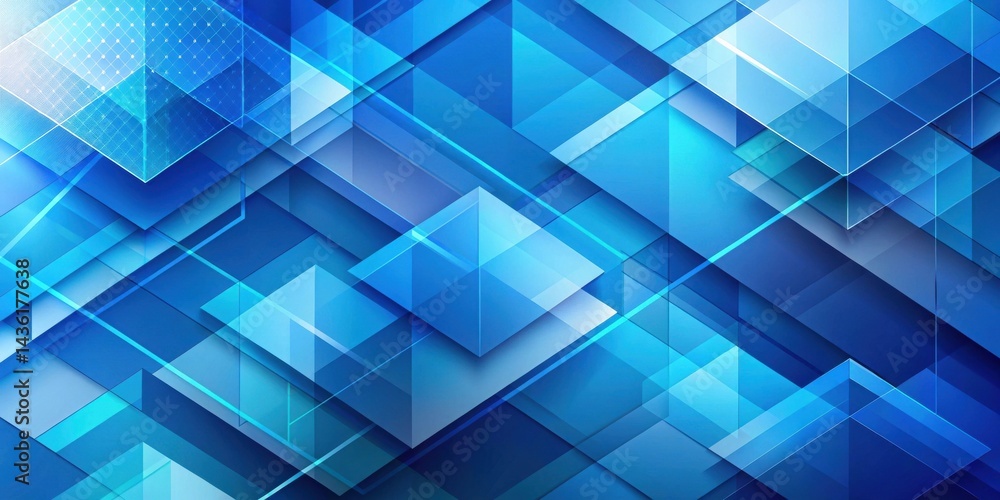 Aufkleber abstract blue geometric shapes design overlapping cubes and triangles with translucent effects