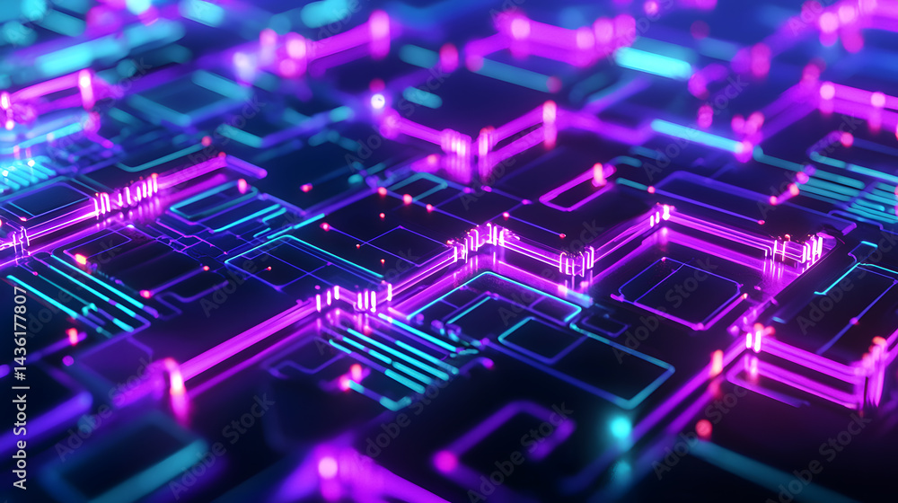 Poster dynamic blockchain cybersecurity wallpaper design - digital encryption visualized in a neon environm