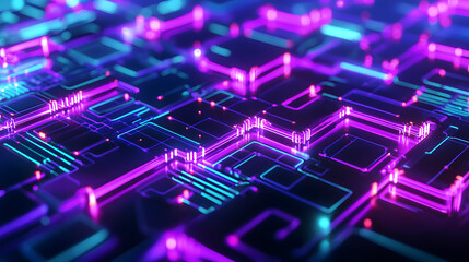 Dynamic blockchain cybersecurity wallpaper design - digital encryption visualized in a neon environment