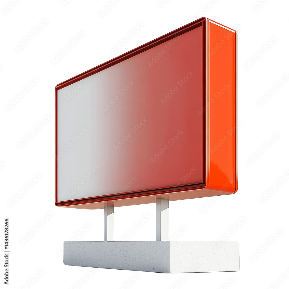 Poster Luminous rectangular display exhibiting a gradient color scheme, mounted on a pedestal, presenting an advertising showcase in the digital age