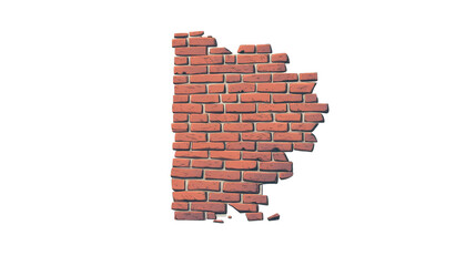 Fragmented Brickwork Displaying Architectural Decay and Texture on an Isolated Transparent Canvas