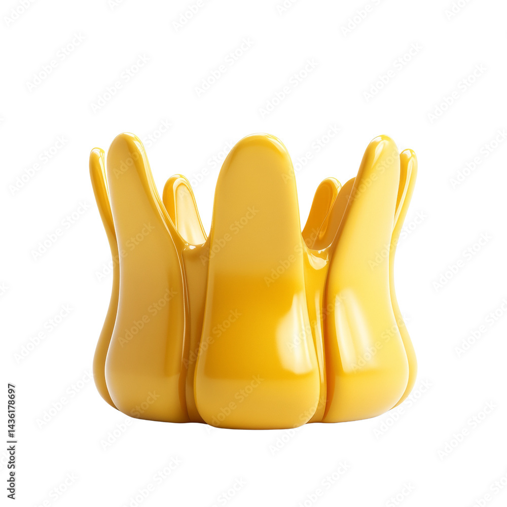 Poster glossy, yellow, petal-like form on a transparent field - sculptural abstract design