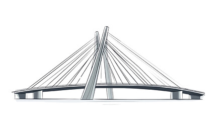Obraz premium Dramatic graphical rendering of a suspension bridge, a symbol of connection and engineering marvel, on an isolated transparent background