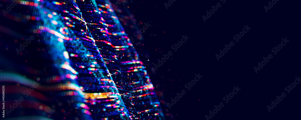 Aufkleber abstract big data digital stream waves. information flow concept. llm learning process, ai technolog