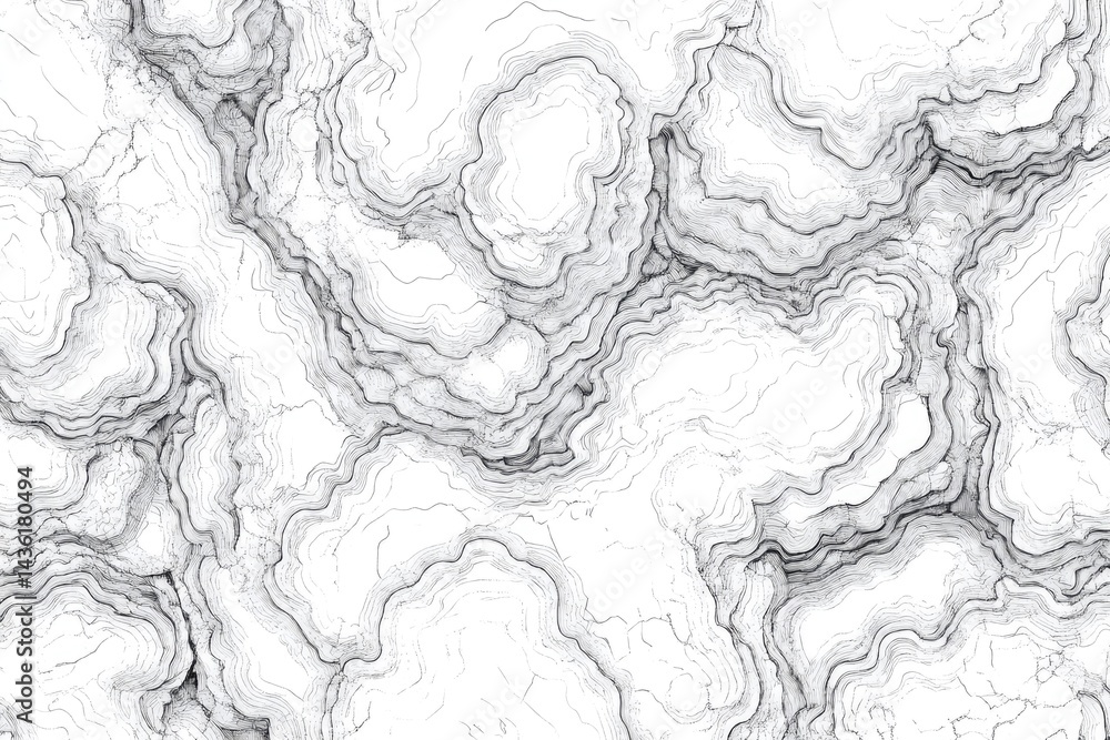 Aufkleber abstract layered textured design. detailed, intricate, grayscale patterns create a mountainous or te