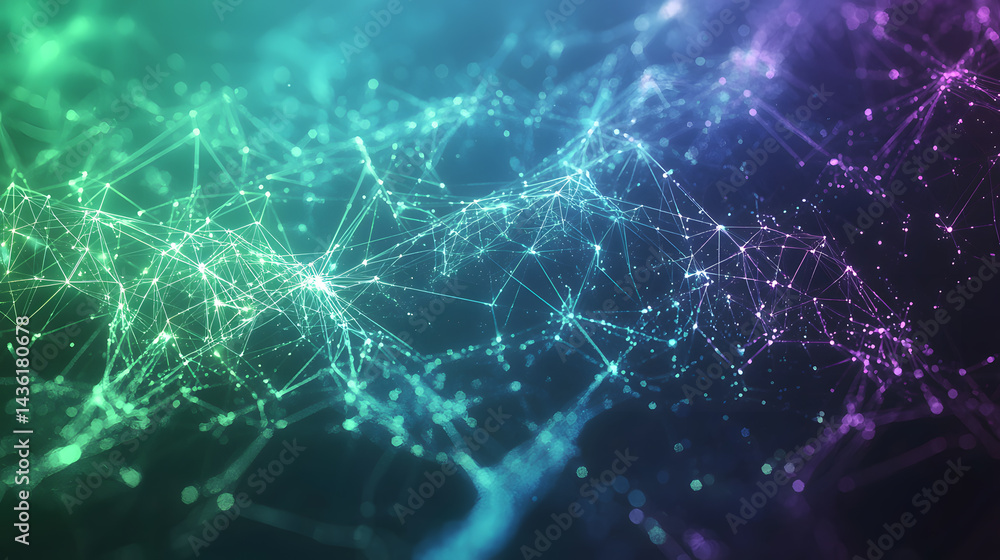 Poster visualizing cloud computing and decentralized systems wallpaper in a futuristic environment