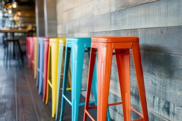 Colorful Bar Stools in a Modern Restaurant Interior Design