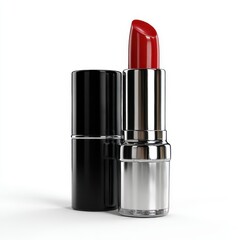 Obraz premium Red lipstick tube with cap isolated on white background