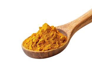 Culinary use of turmeric powder in cooking kitchen food isolated on transparent background