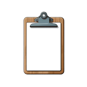 Wooden clipboard with blank paper sheet.