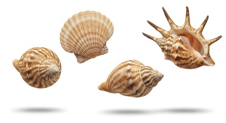 Seashells on White Background