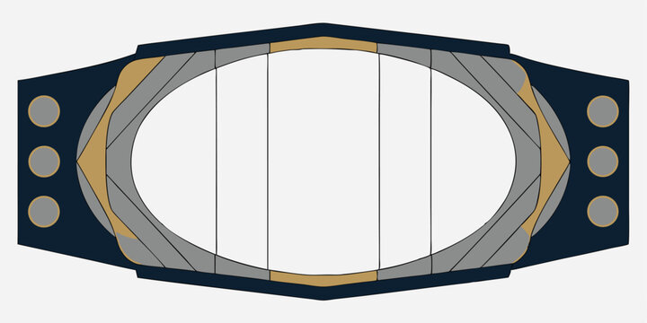 Wrestling Championship Belt Vector Silhouette with Gold and Black Design Award Prize Victory