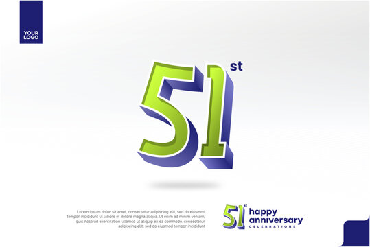51st Anniversary 3D Number with Silver Jubilee Design in Pear Green and Violet Blue