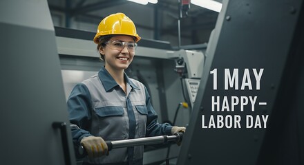 Celebrating dedicated female machinist during the first of may labor day