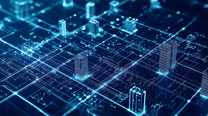 Futuristic energy grids and smart city frameworks digital landscape technology wallpaper urban environment aerial view