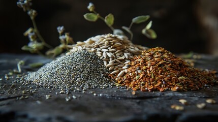 Fototapeta premium A bundle of different seeds neatly placed together