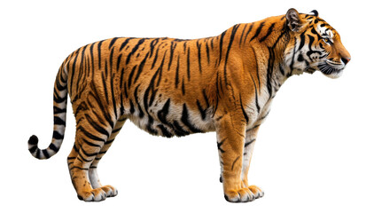 Fototapeta premium Majestic tiger in stark contrast stripes bold against the dark