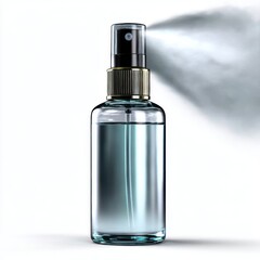 Fototapeta premium Spraying bottle with liquid isolated on white background