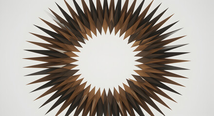 Fototapeta premium Geometric Art Deco Circular Design Featuring Overlapping Pointed Brown And Black Shapes