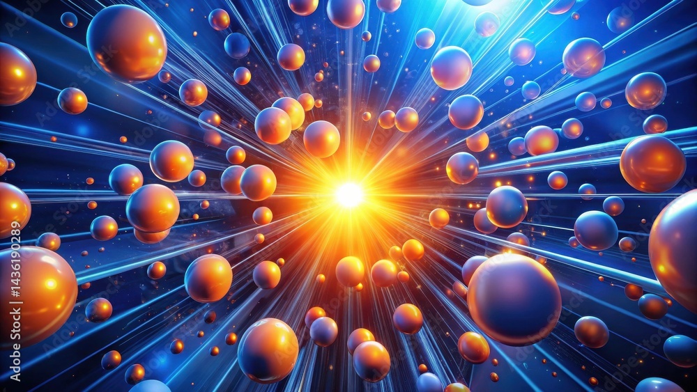 Leinwandbilder radiant spheres converging at a luminous core, a dynamic display of energy and movement