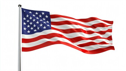 Patriotic American Flag on White Background for Graphic Design Projects