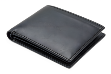 Black Wallet Top View Isolated on Transparent Background