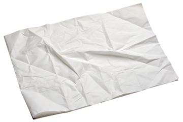 Blank White Crumpled and Creased Paper Isolated