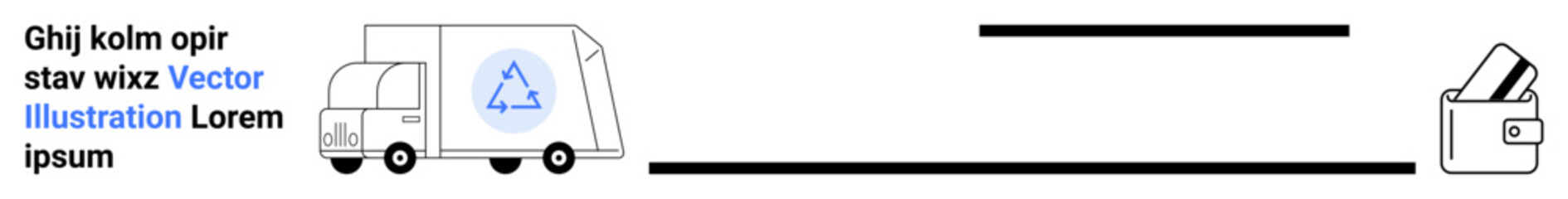 Recycling truck with recycling symbol driving towards recycling bin to deposit waste. Ideal for environmental awareness, recycling campaigns, waste management, eco-friendly practices, sustainability