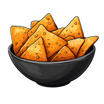 orange nachos in black bowl clip art preview