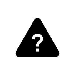 Black Filled Icon of FAQ Question Inside Warning Triangle