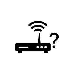 Black Filled Icon of FAQ Router Wifi Icon with Question Light
