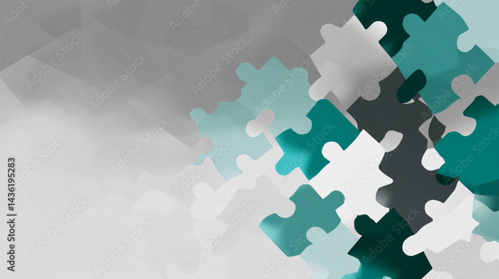 Aufkleber minimalist puzzle pieces in teal and gray, symbolizing unity and connection