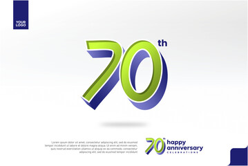 70th Anniversary 3D Number with Silver Jubilee Design in Pear Green and Violet Blue