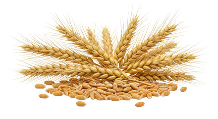 Golden wheat sheaves  seeds rest against a black backdrop