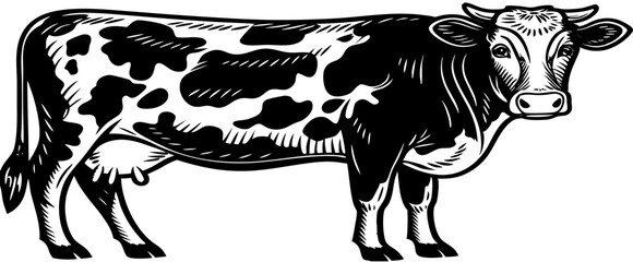 Cattle farmer feeding a herd of cows on an organic and sustainable farm outdoors on a sunny day. A caring agriculture expert or animal lover breeding livestock and taking care of it of farmland