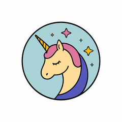 Magic unicorn head with closed eyes